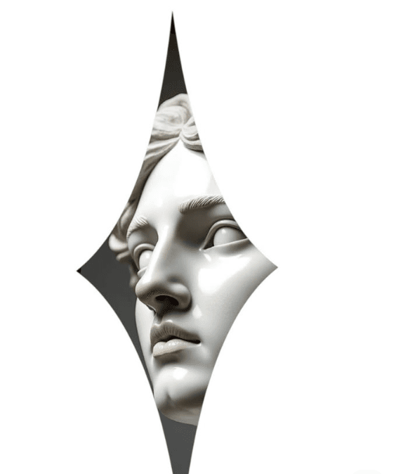 Client reference: marble face in a geometric cutout